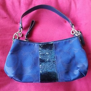 Adorable blue, sequined, authentic Coach handbag.